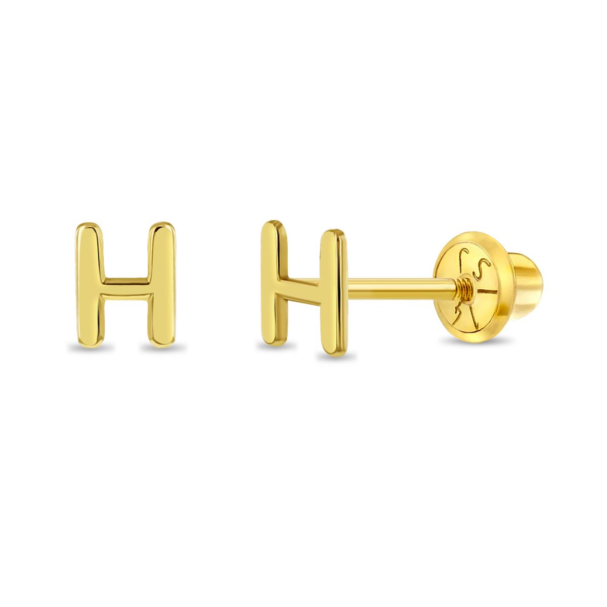 14k Gold Alphabet Screwback Studs