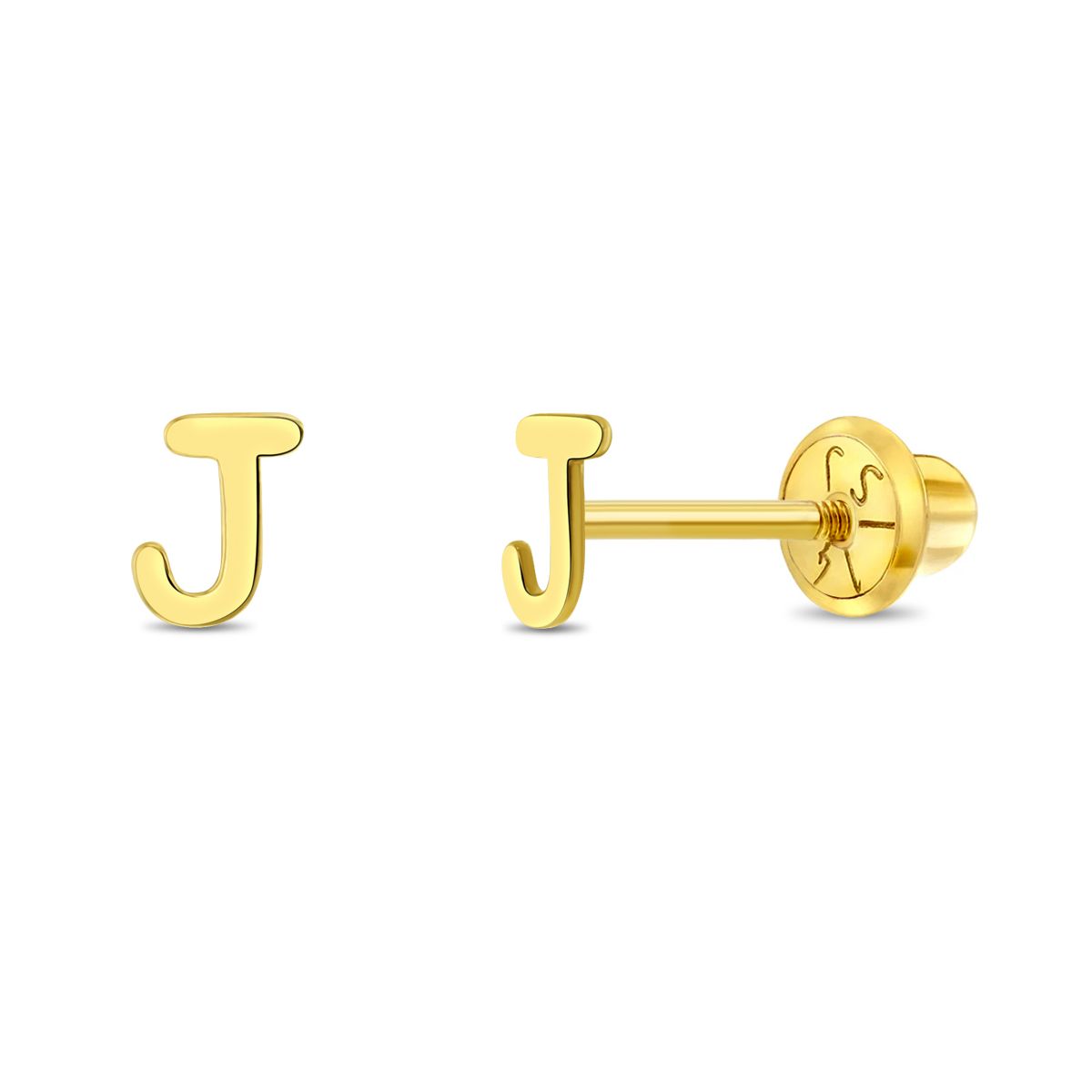 14k Gold Alphabet Screwback Studs