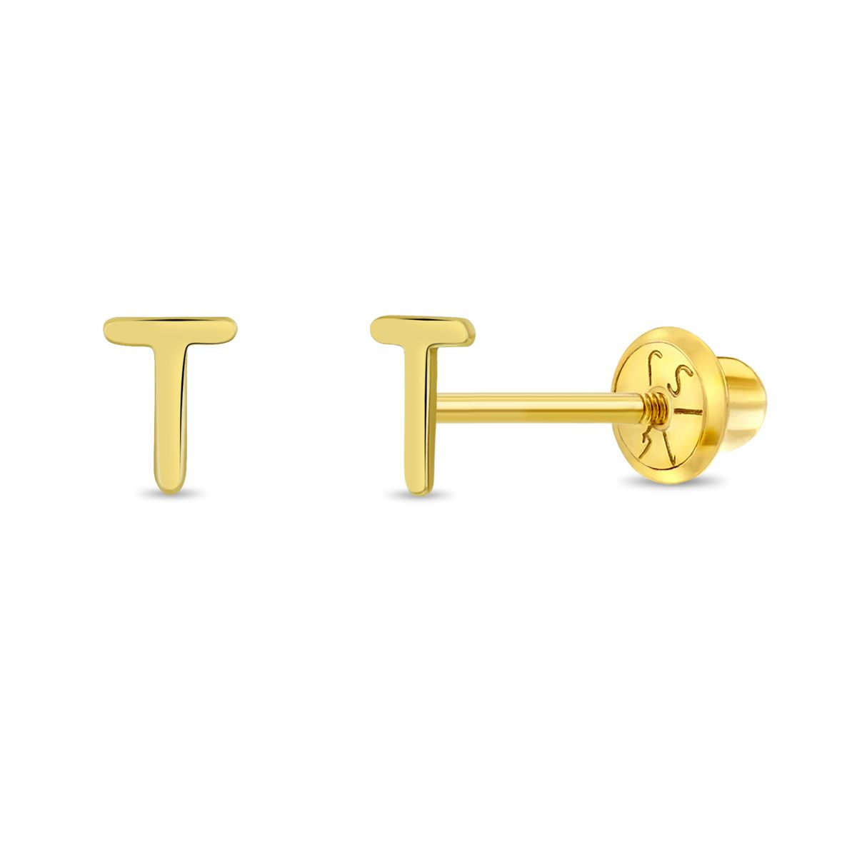 14k Gold Alphabet Screwback Studs