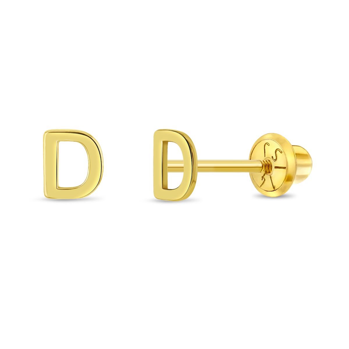 14k Gold Alphabet Screwback Studs