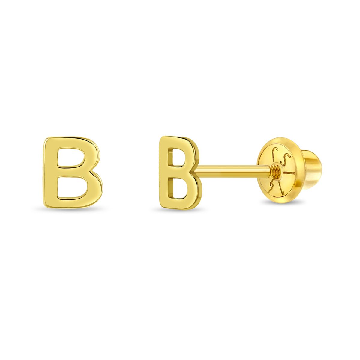 14k Gold Alphabet Screwback Studs