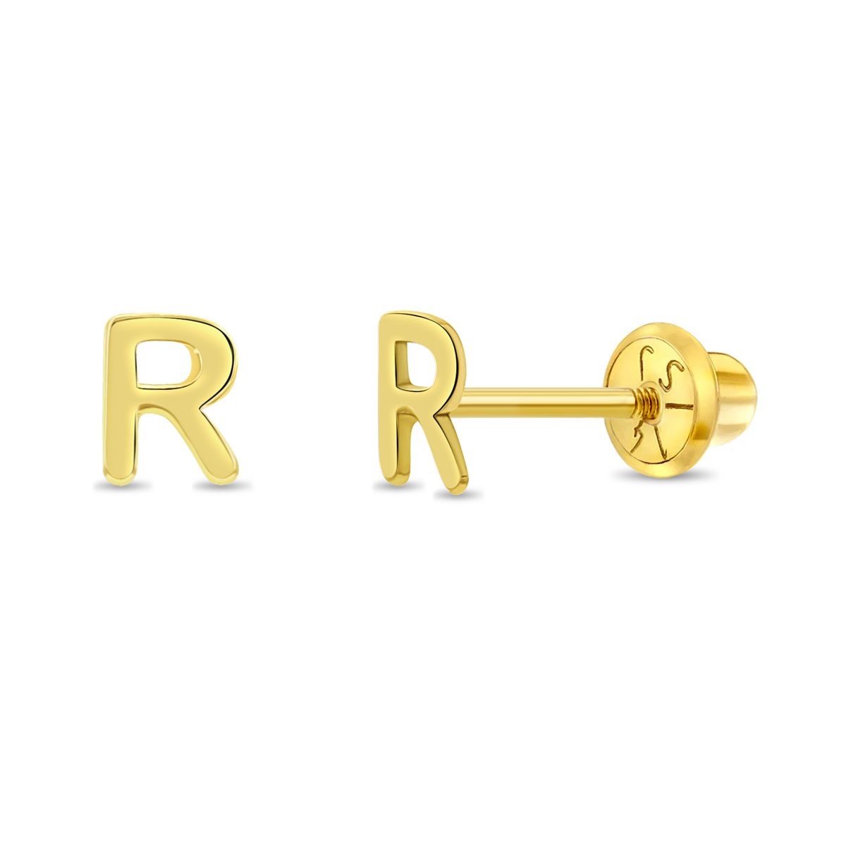 14k Gold Alphabet Screwback Studs