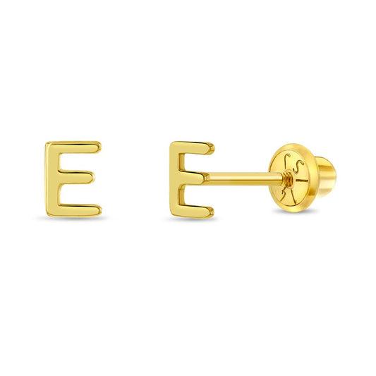 14k Gold Alphabet Screwback Studs