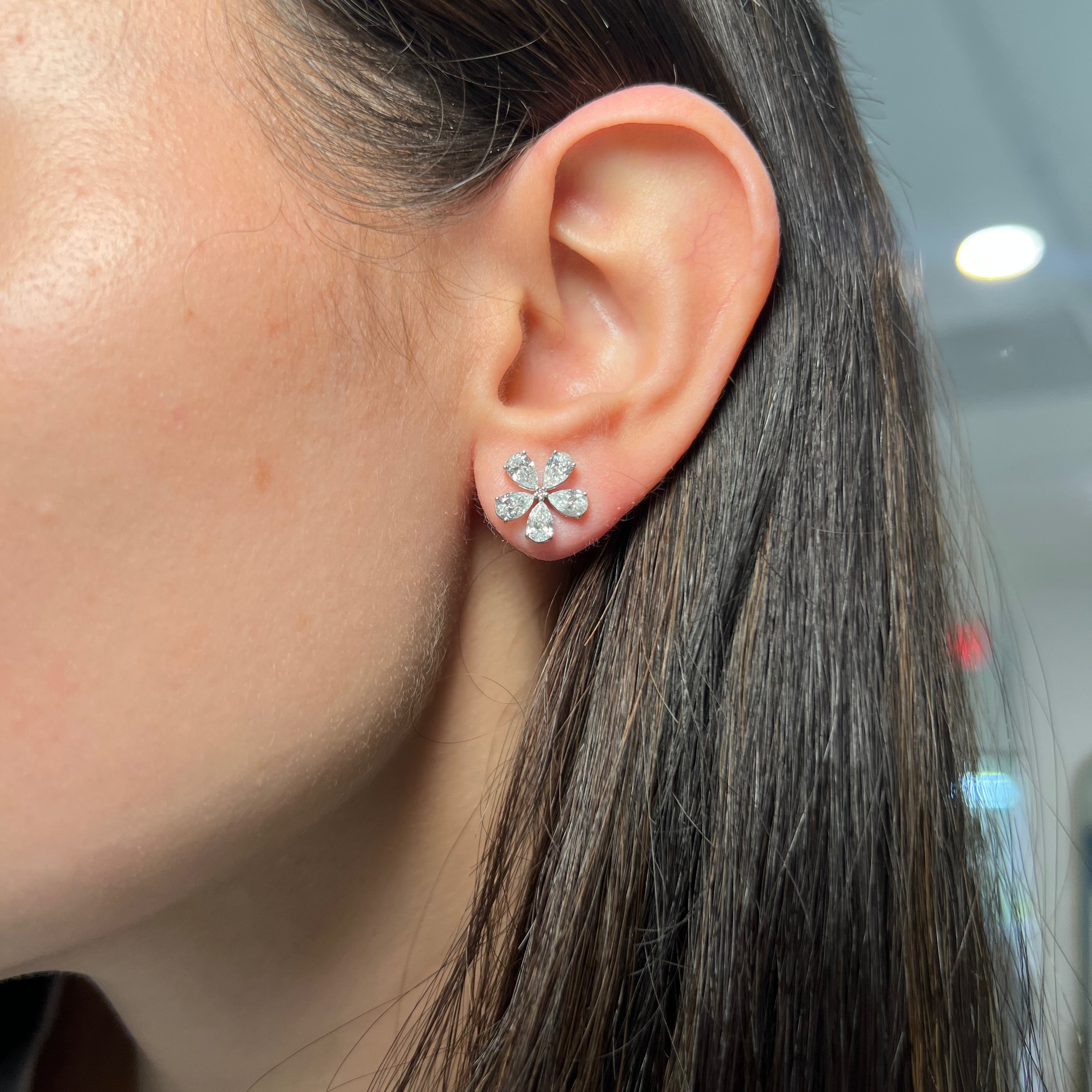 Lab Grown Flower Stud Earrings