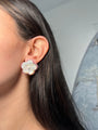 Mother of Pearl and Pink Sapphire Flower Earring