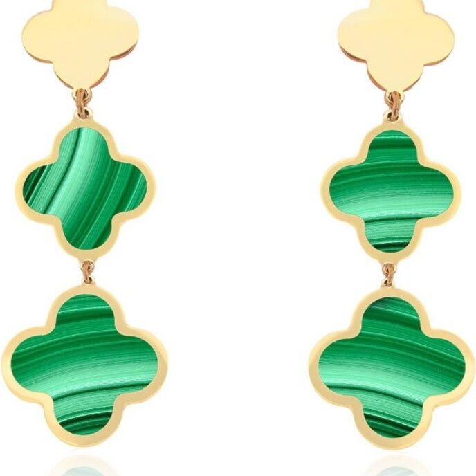 14k Medium Triple Clover Hanging Earring