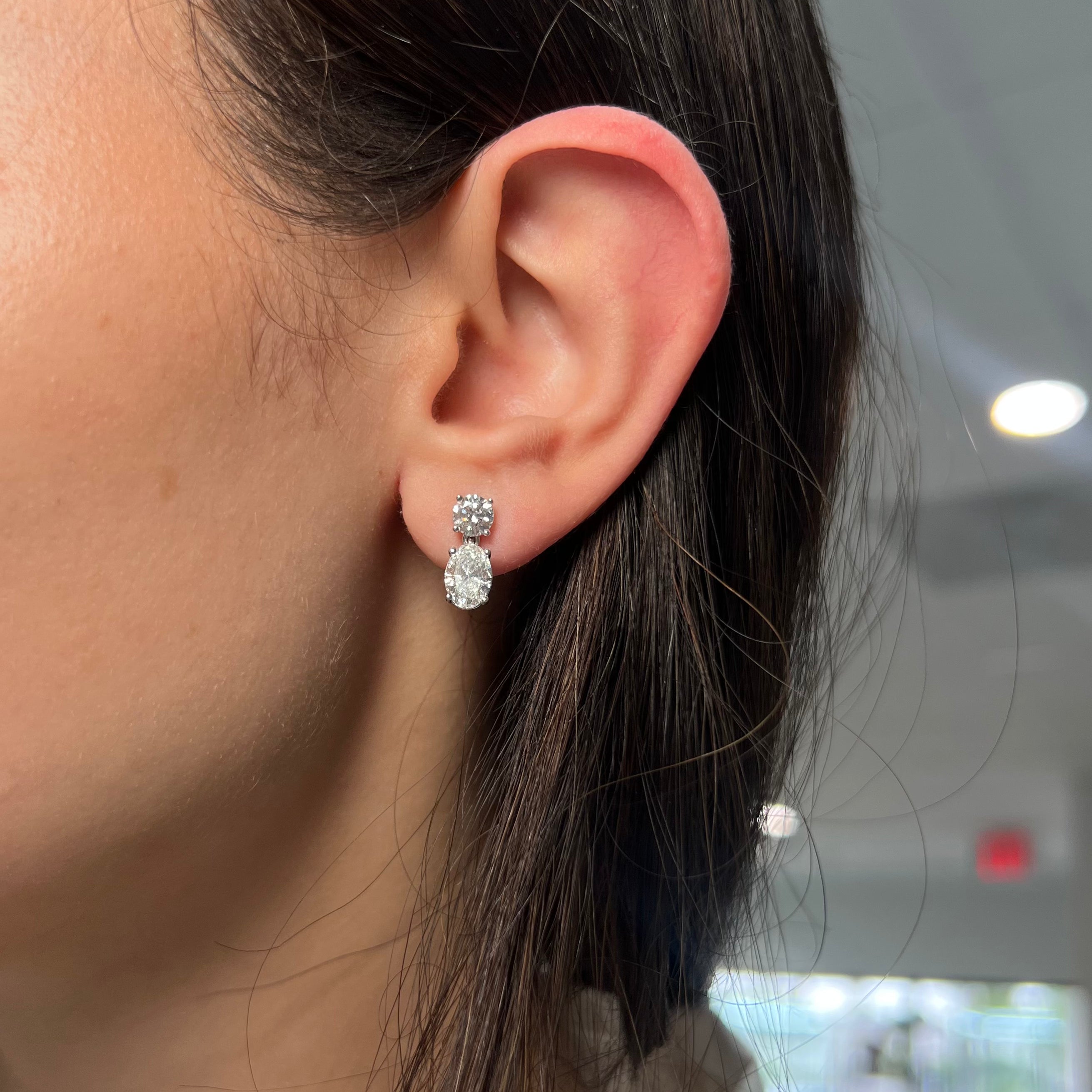 White Gold Oval Drop Earrings