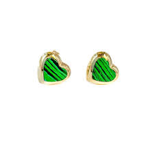 14k Enamel Puff Heart Stud