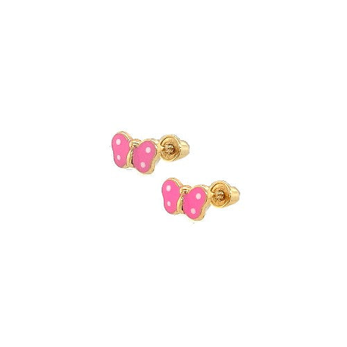 14k Pink Enamel Butterfly Baby Studs