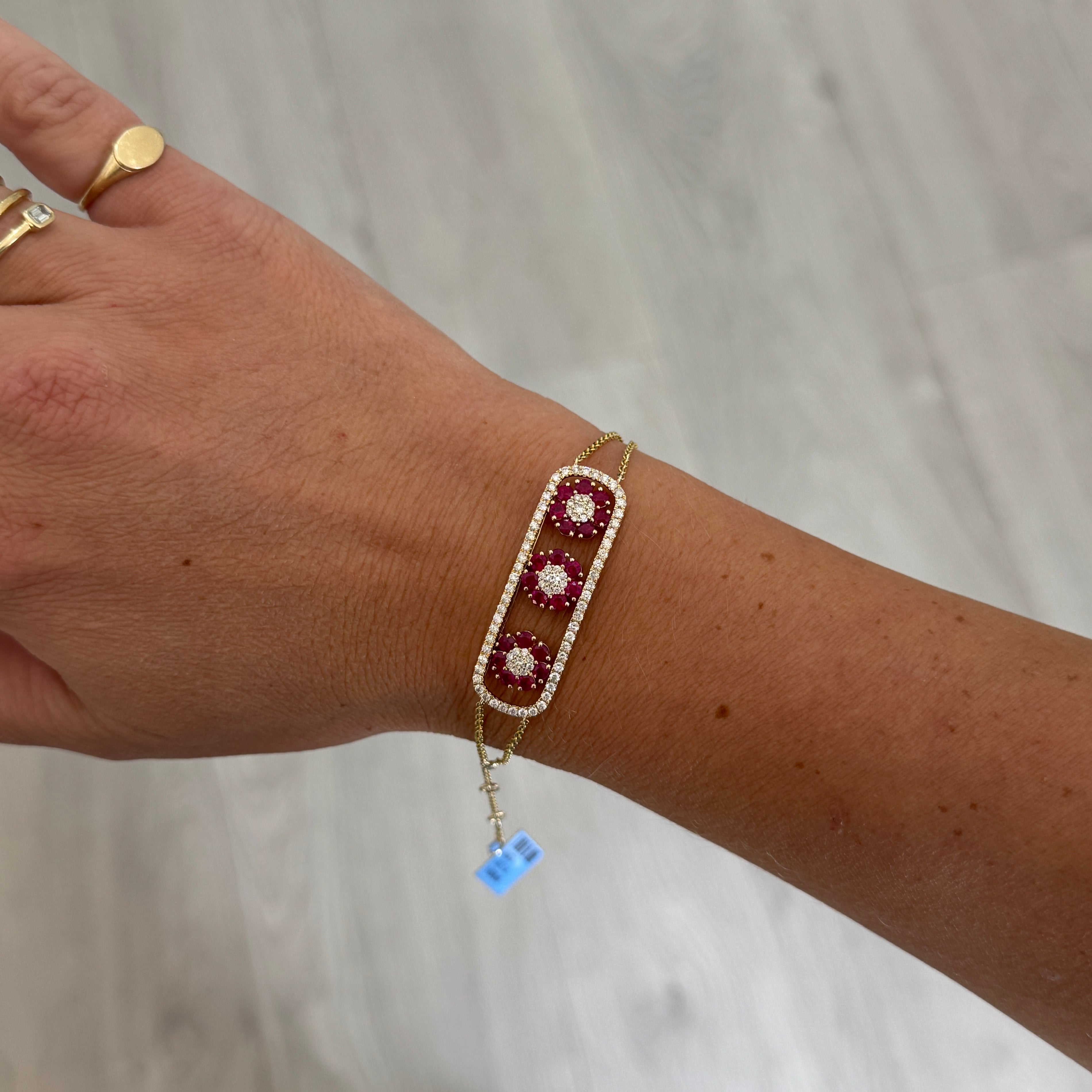 Ruby Slider Flower Bracelet