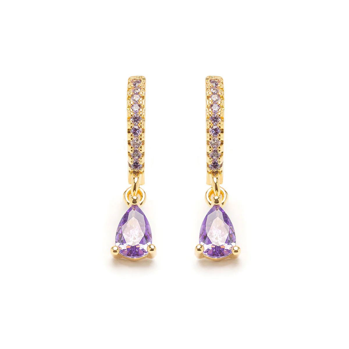 14k Purple Hanging Hoops