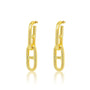 14k Mixed Link Oval Dangle Hoops in Yellow Gold