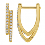 14k Yellow Gold Double Line Diamond Hoop Earrings