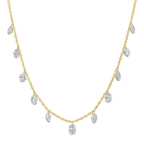 14k Yellow Gold Floating Oval Shape Lab Diamond Necklace