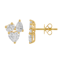 14k Yellow Gold Multi Shape Lab Diamond Stud Earrings