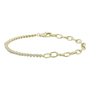 14K Yellow Gold Half Link Chain & Half Diamond Tennis Bracelet