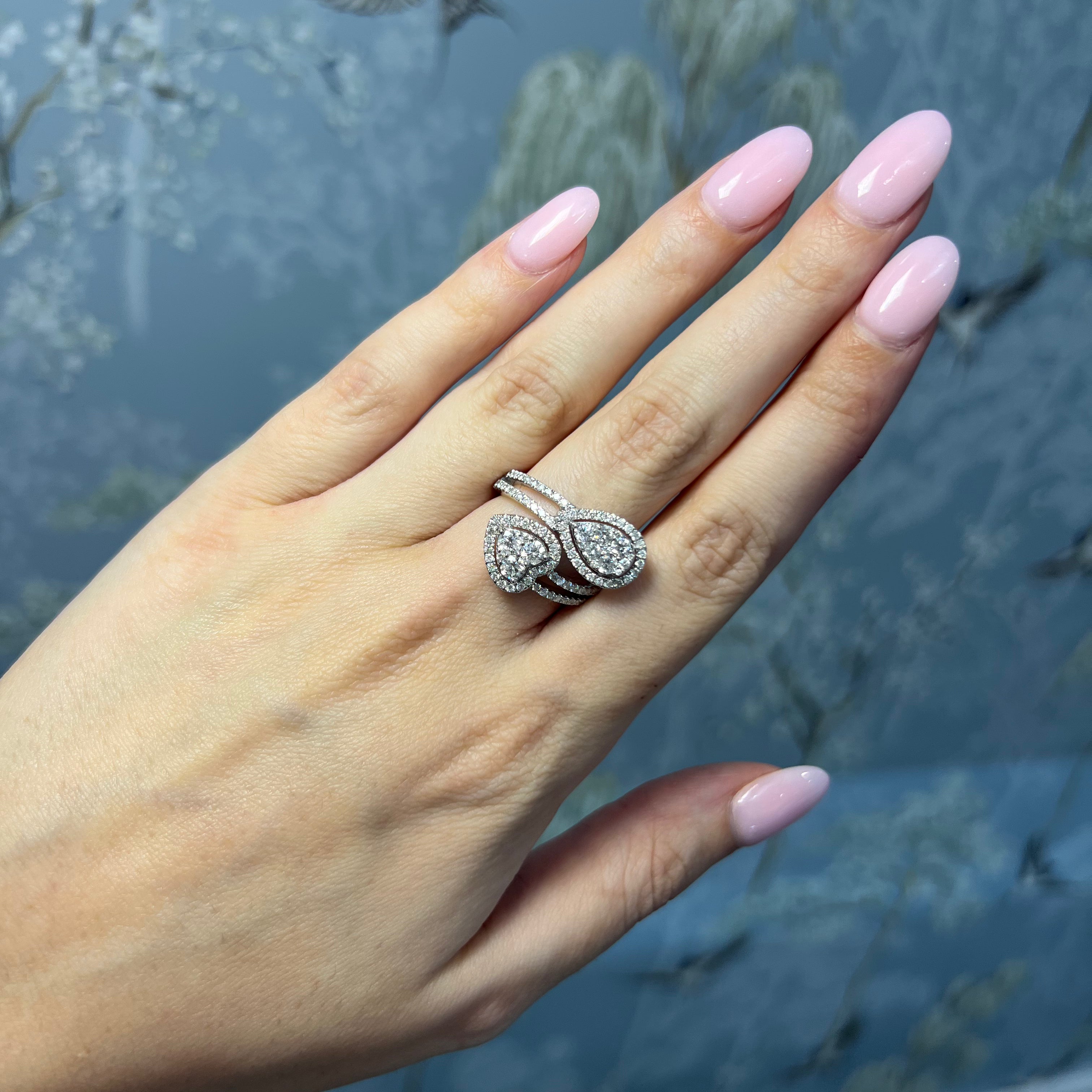 Diamond Pear and Heart Wrap Ring