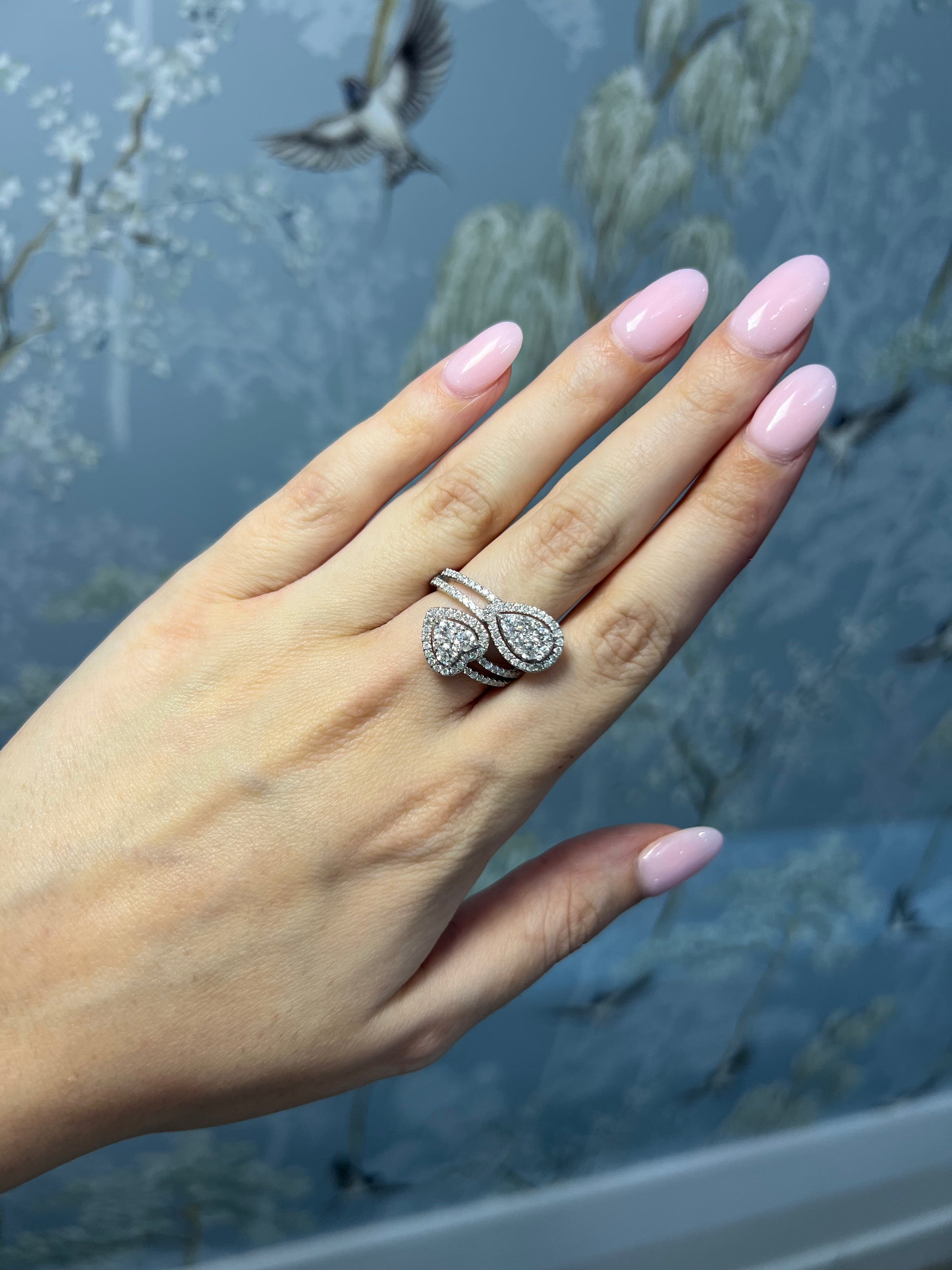 Diamond Pear and Heart Wrap Ring