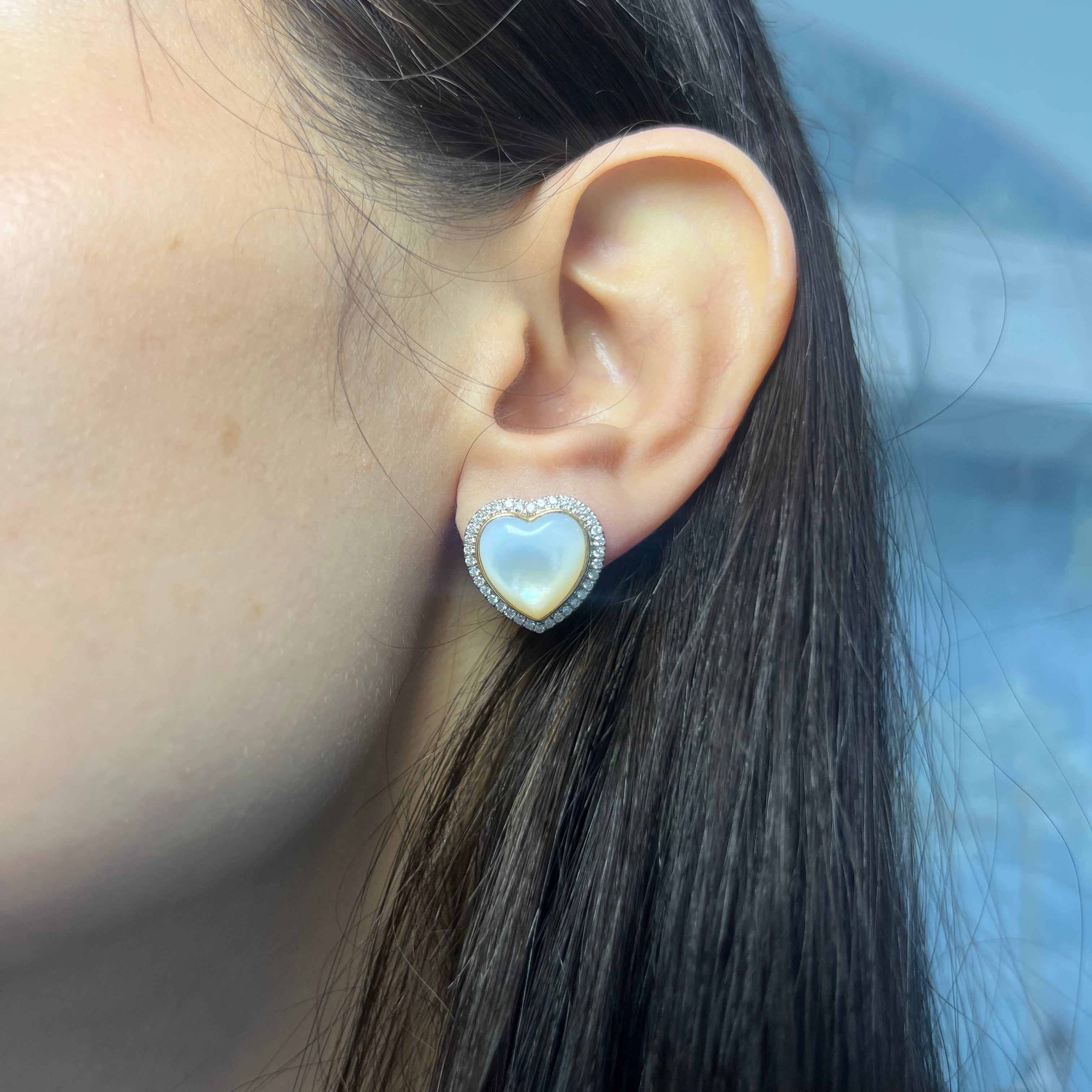 Pearl Heart Shaped Stud Earrings