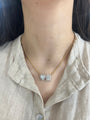 Diamond Heart and Rectangle on Ball Chain
