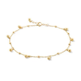 14k Gold ball pendants anklet