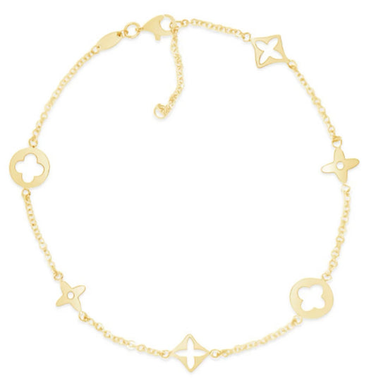 14k Gold Clover Anklet
