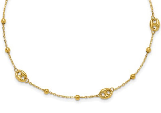 14k Gold Mariner and Ball anklet