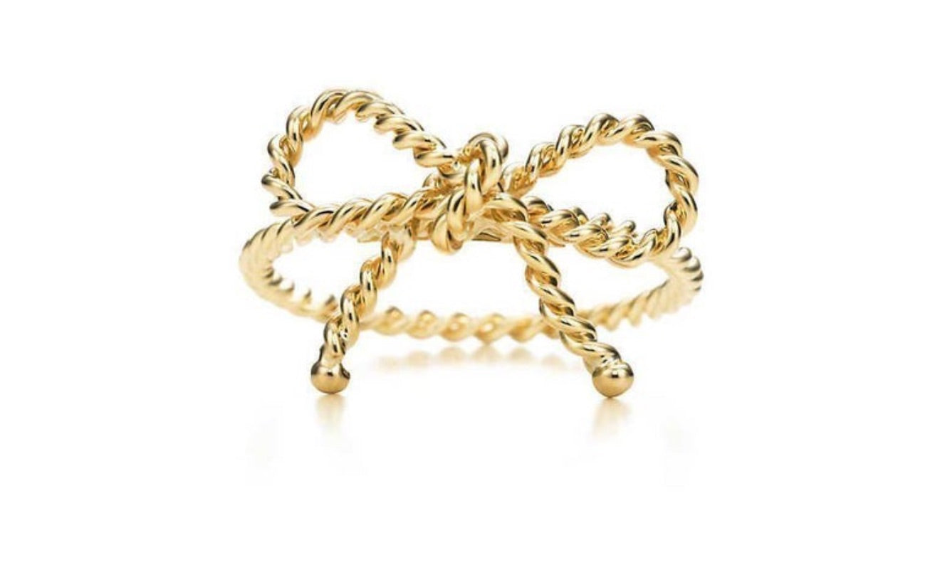 14k Yellow Gold Twisted Rope Bow Ring