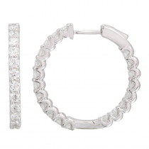 14k White Gold In And Out Diamond Hoop Earrings