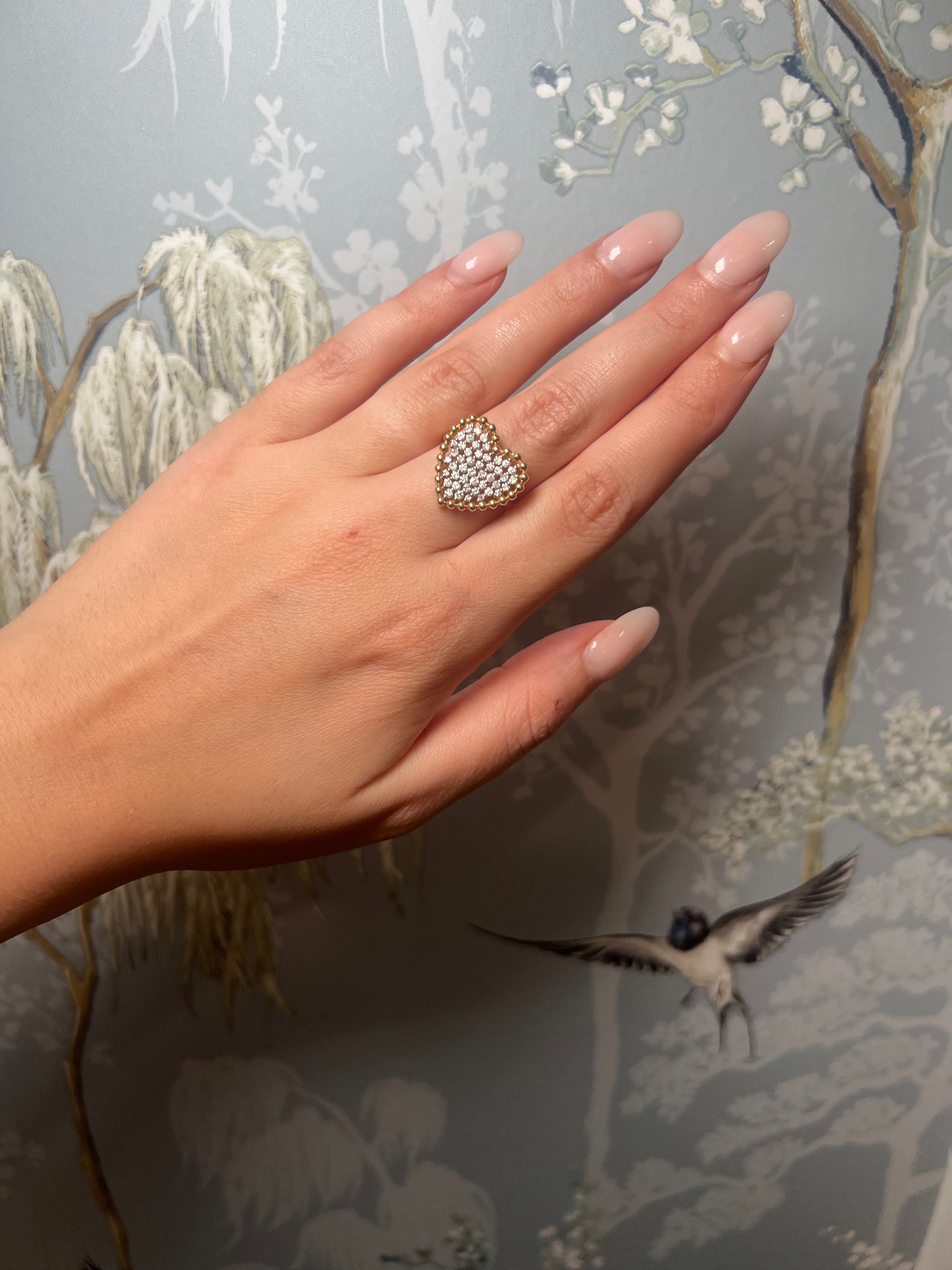 14k Gold and Diamond Heart Ring
