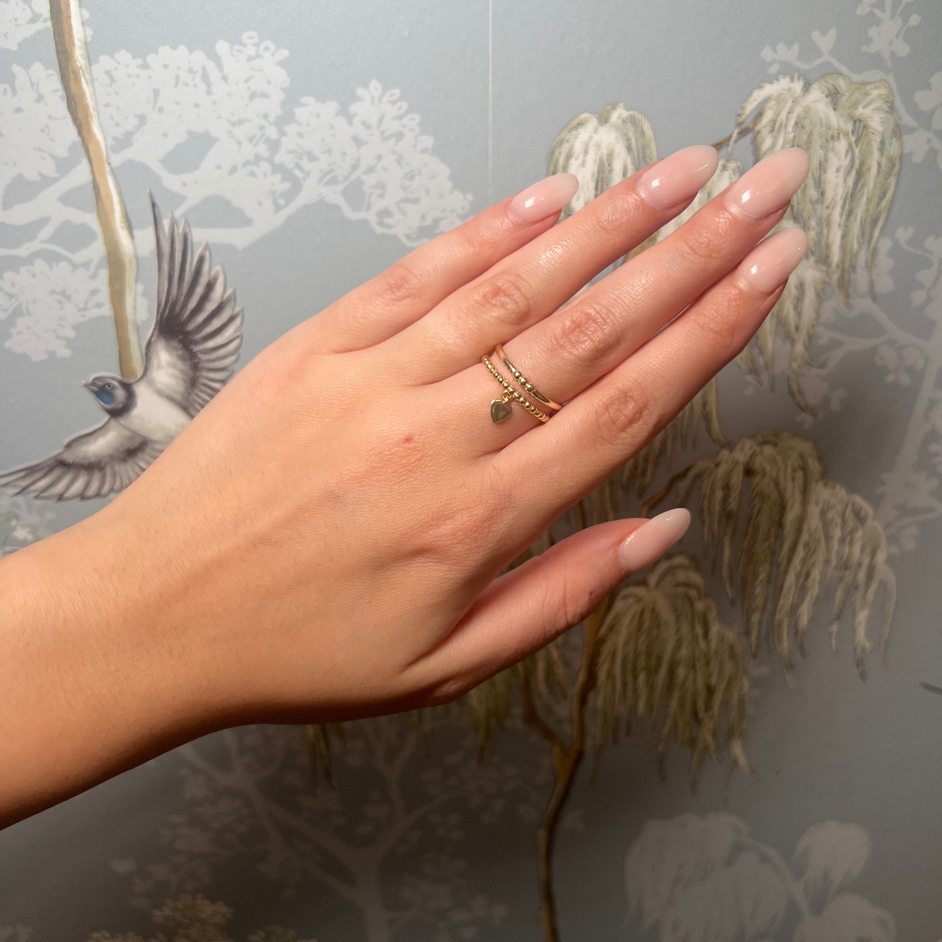 14k Yellow Gold Heart Dangling Ring