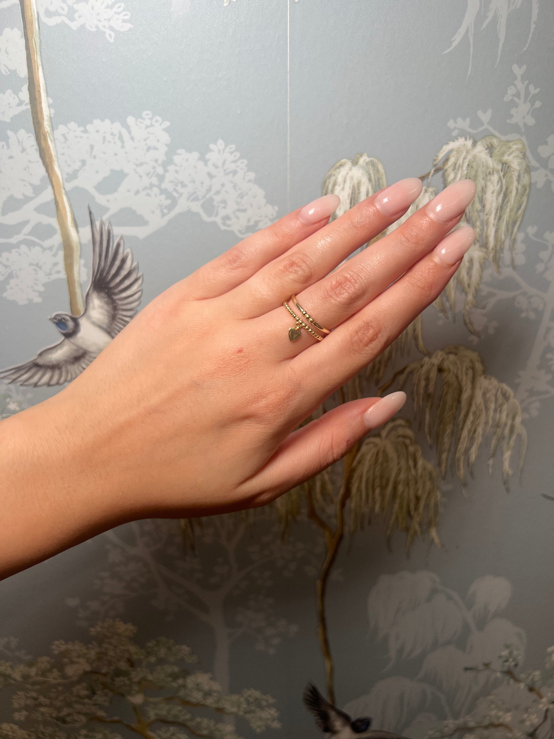 14k Yellow Gold Heart Dangling Ring