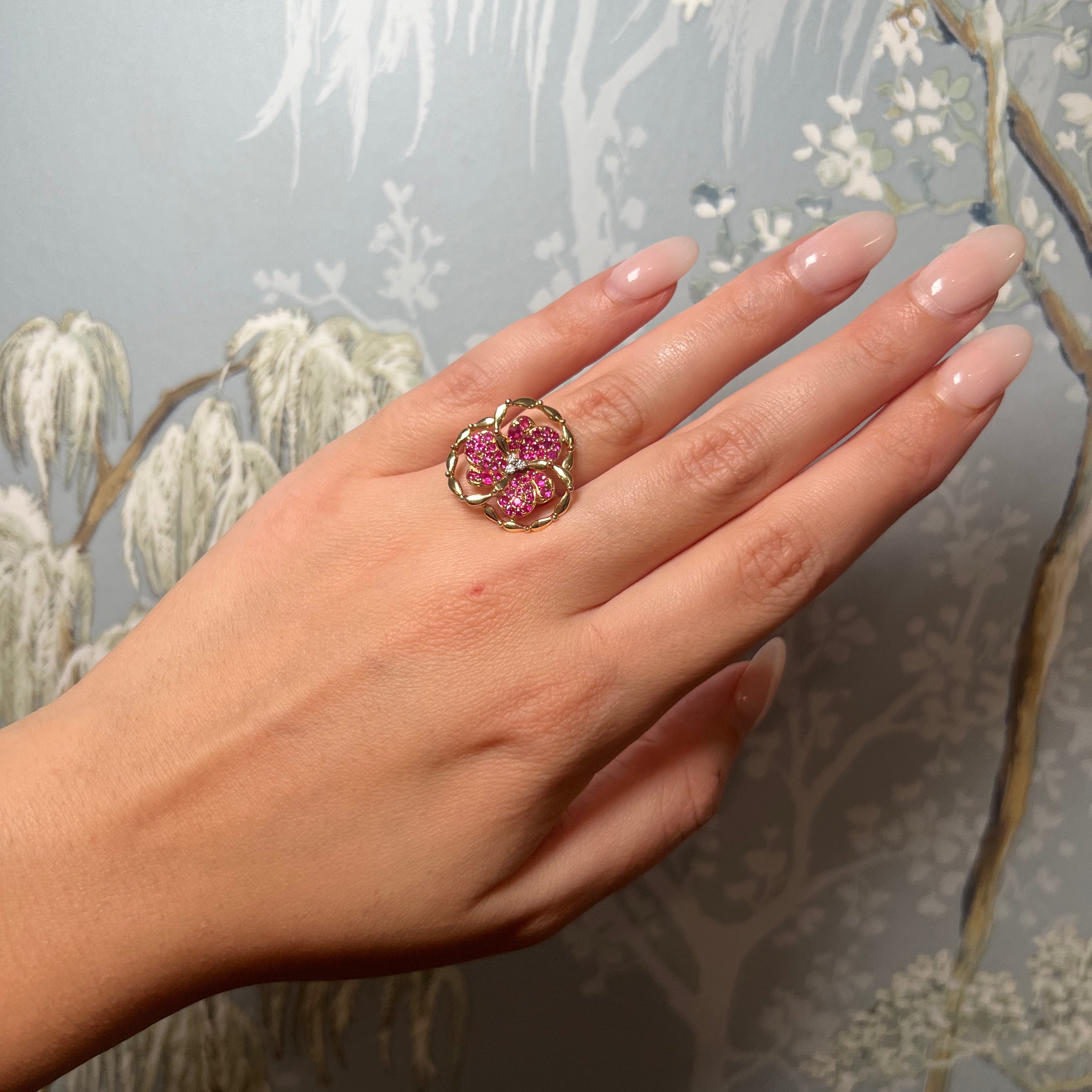 Pink Sapphire Flower Ring