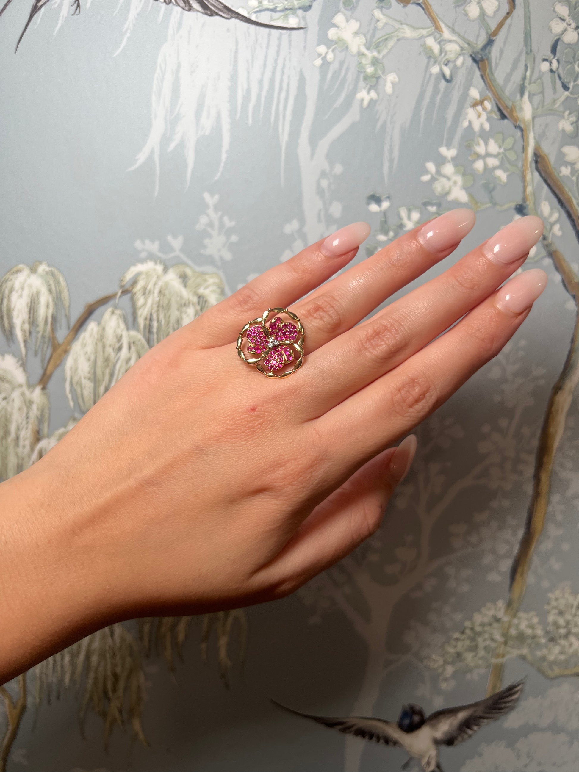 Pink Sapphire Flower Ring