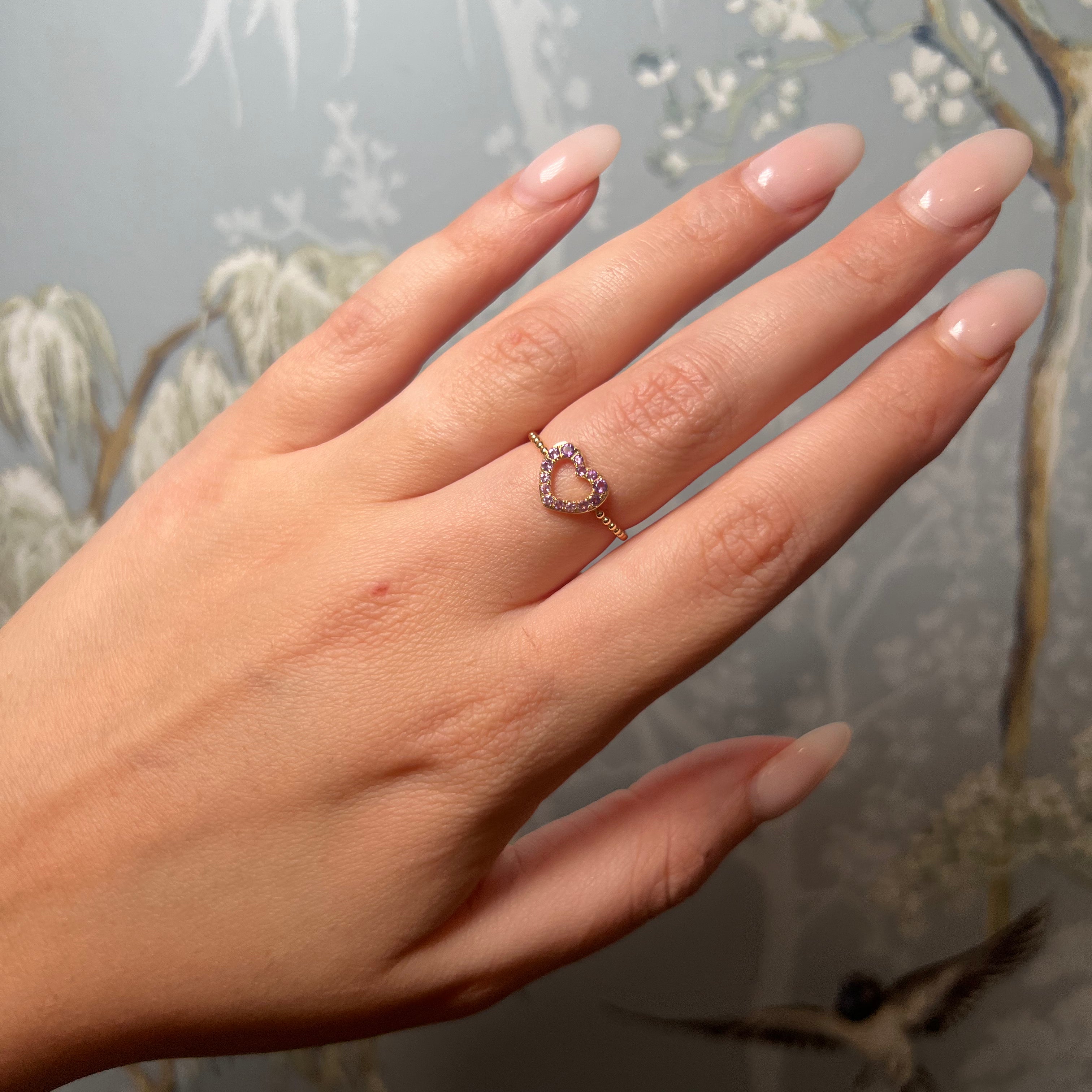 14k Gold Purple Heart Ring