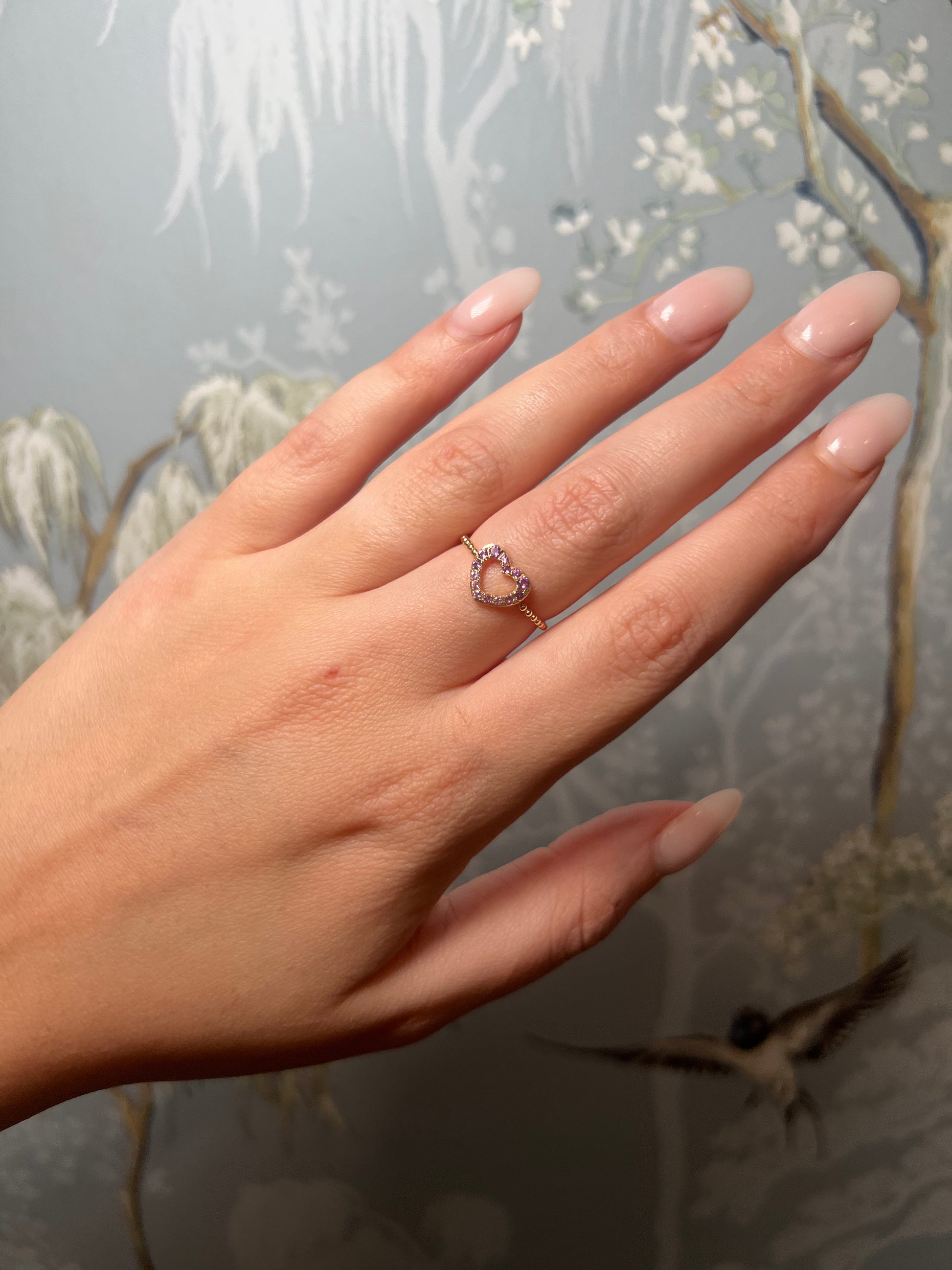 14k Gold Purple Heart Ring