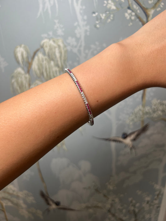 Ruby and diamond flex bangle