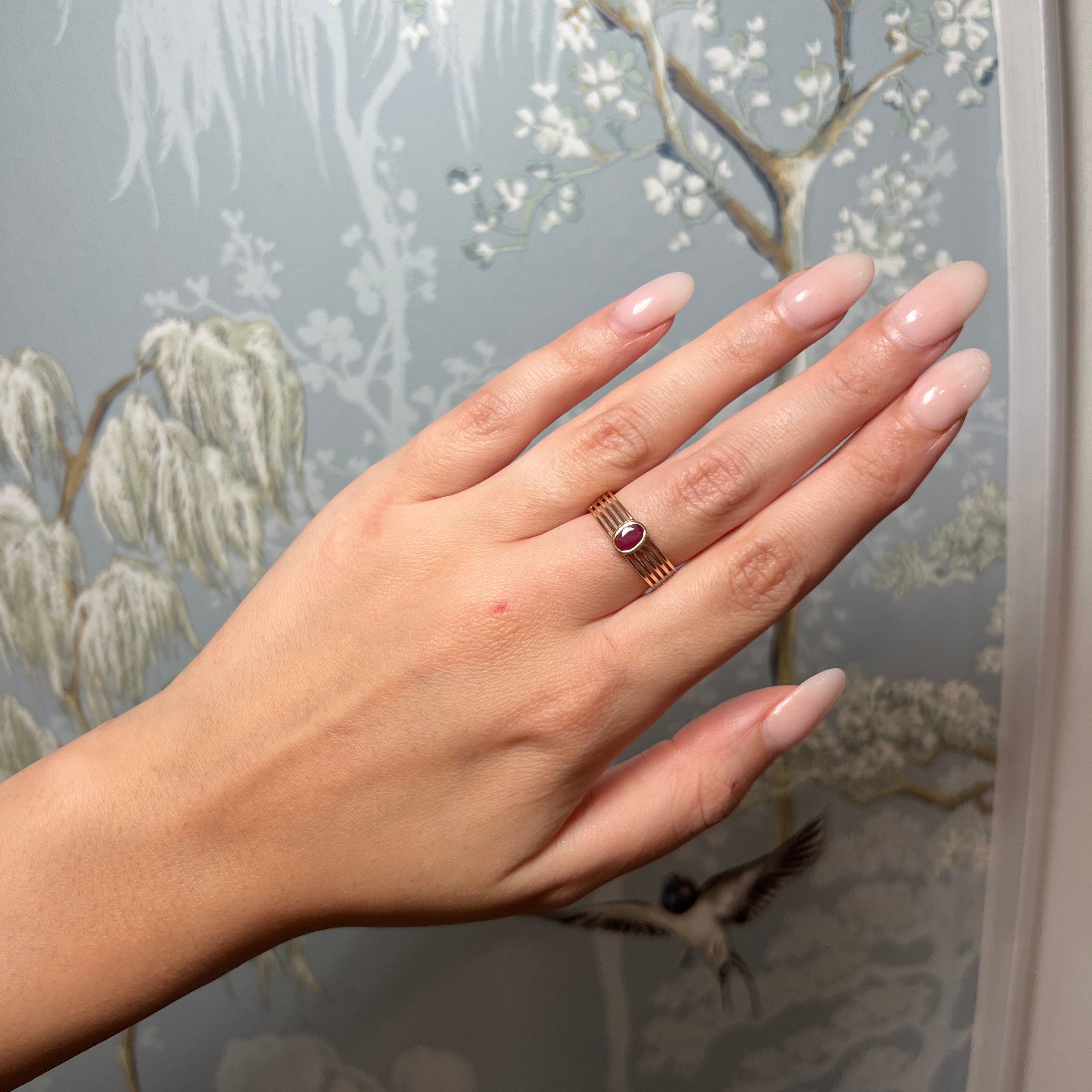 14k Yellow Gold Oval Ruby Ring