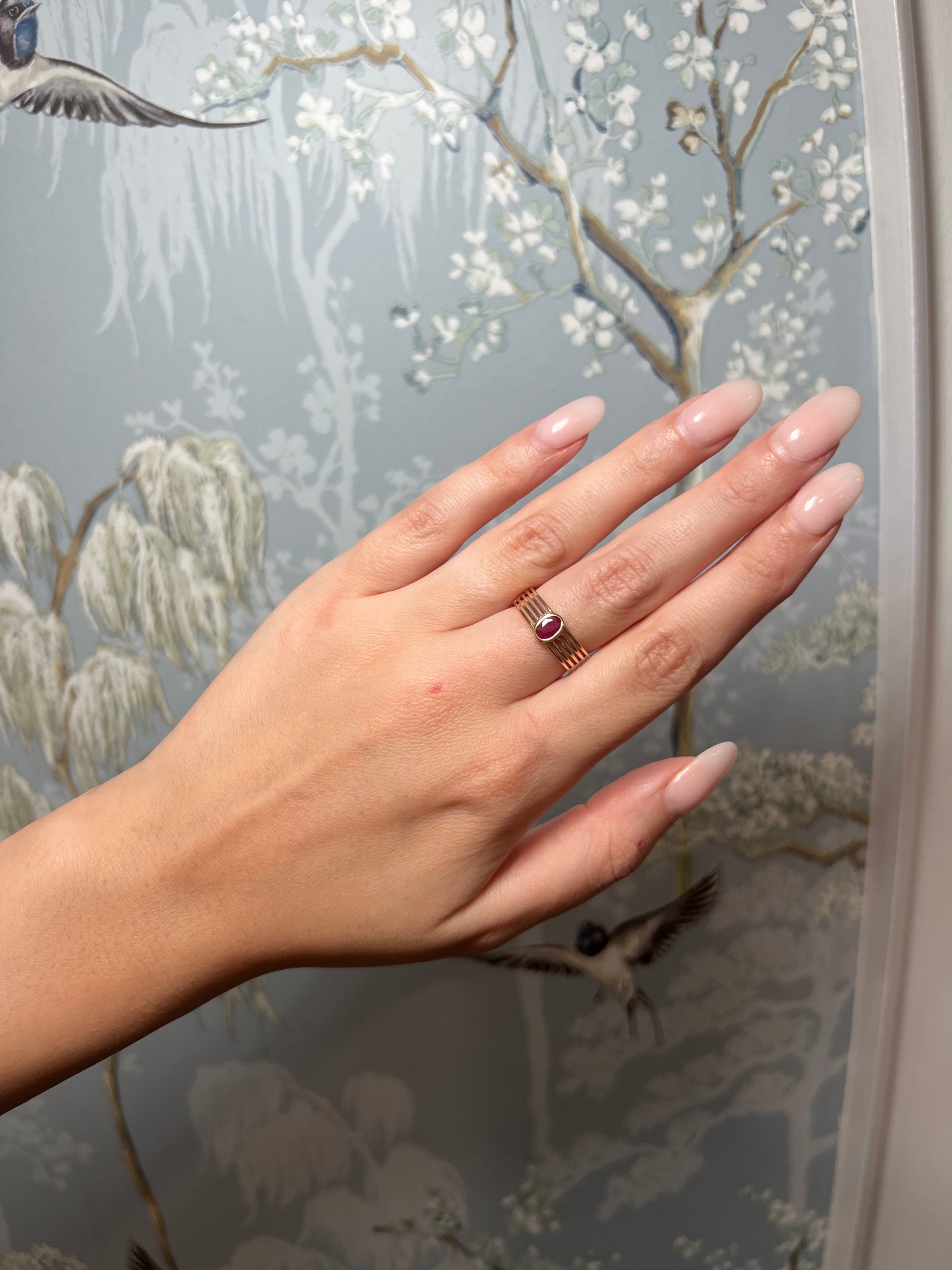 14k Yellow Gold Oval Ruby Ring