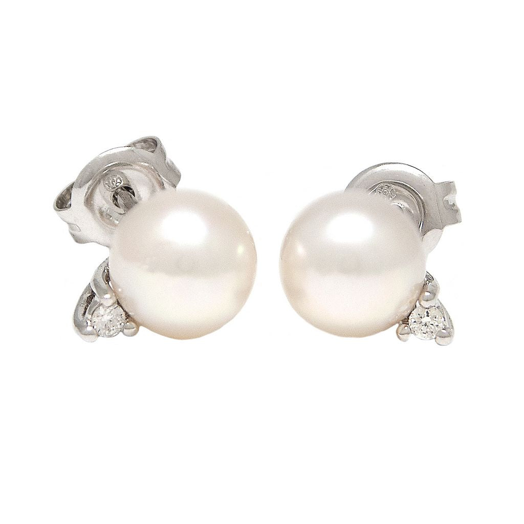 White Gold Stud Pearl Earrings