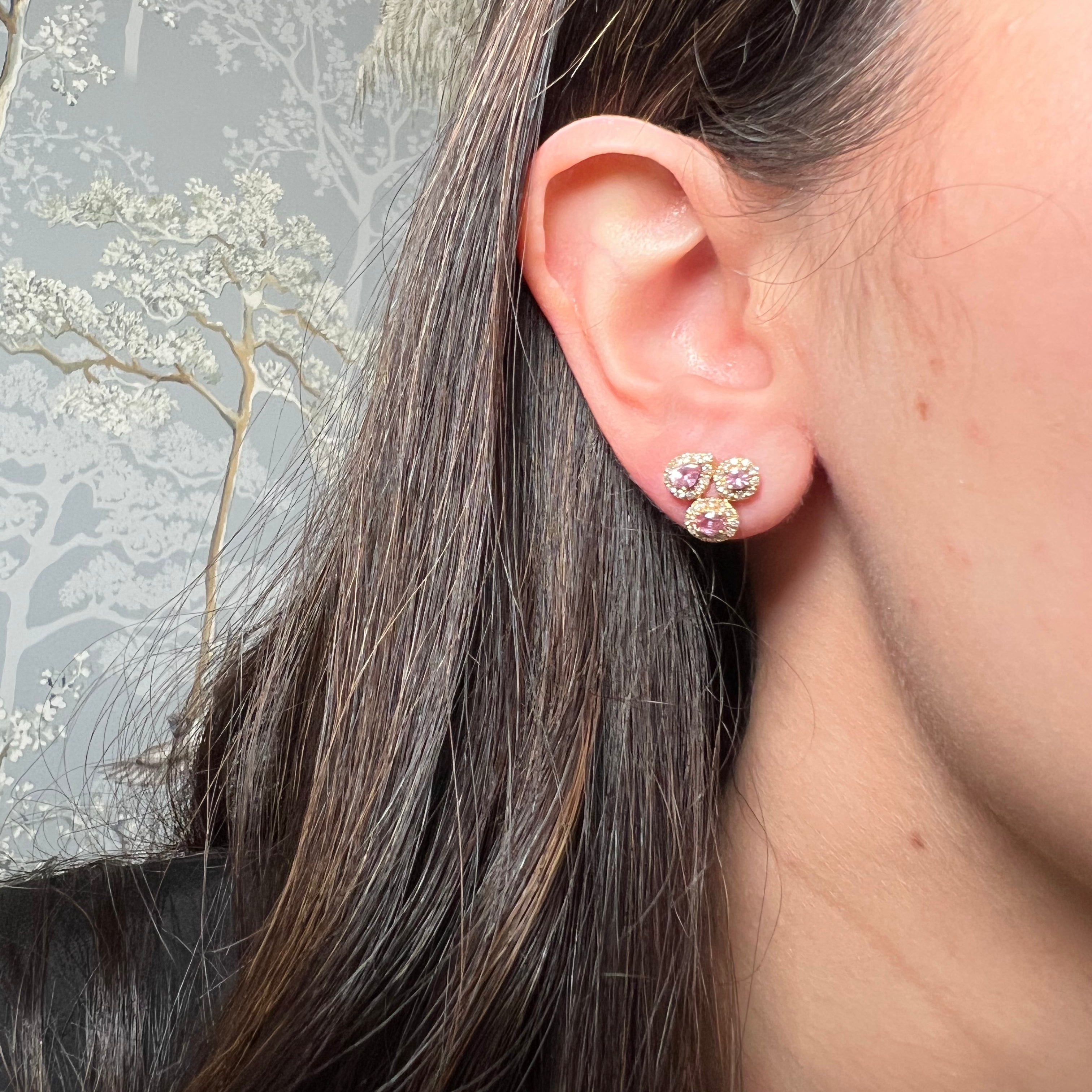 Colored Stone Cluster Studs