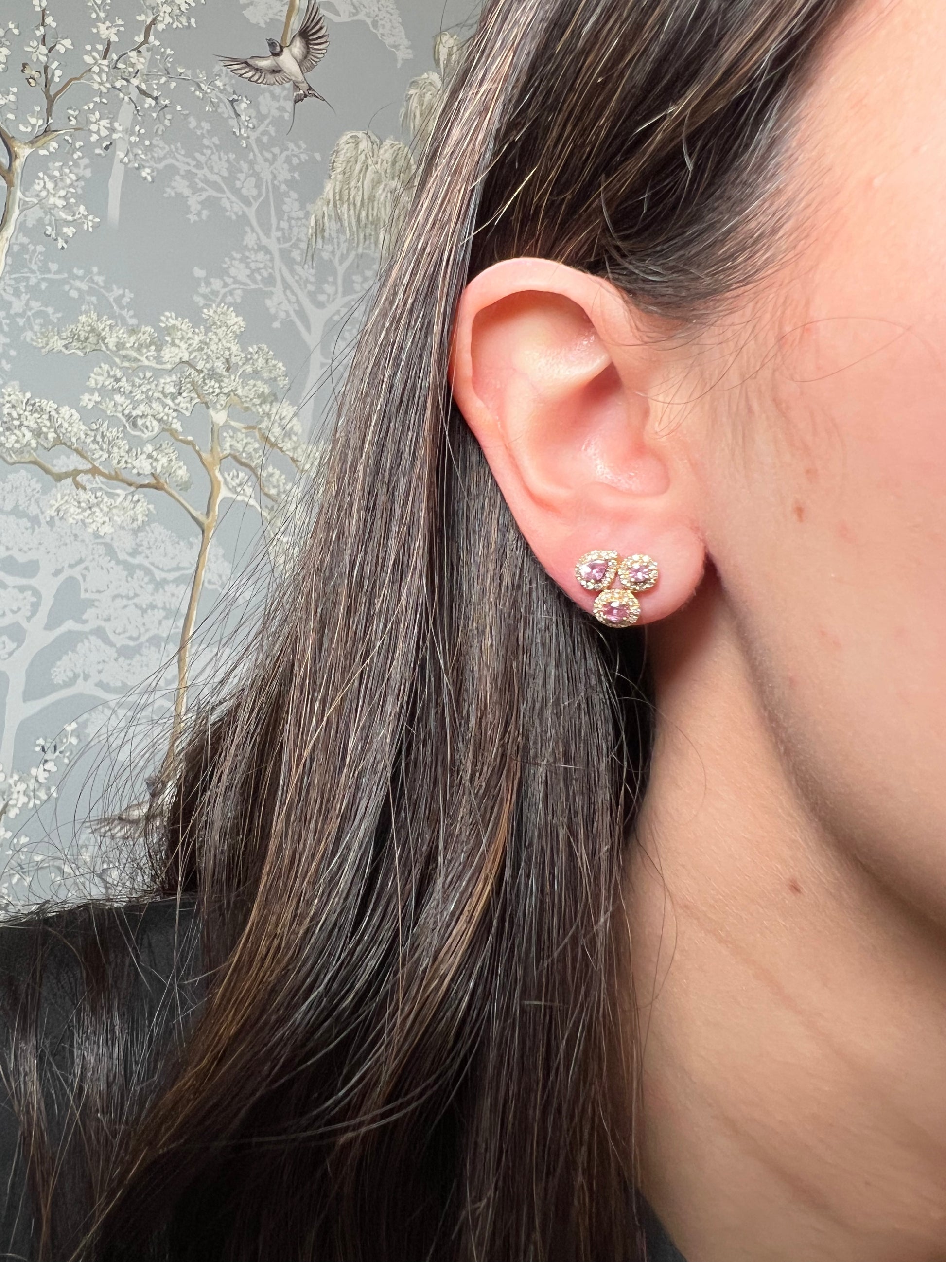 Colored Stone Cluster Studs