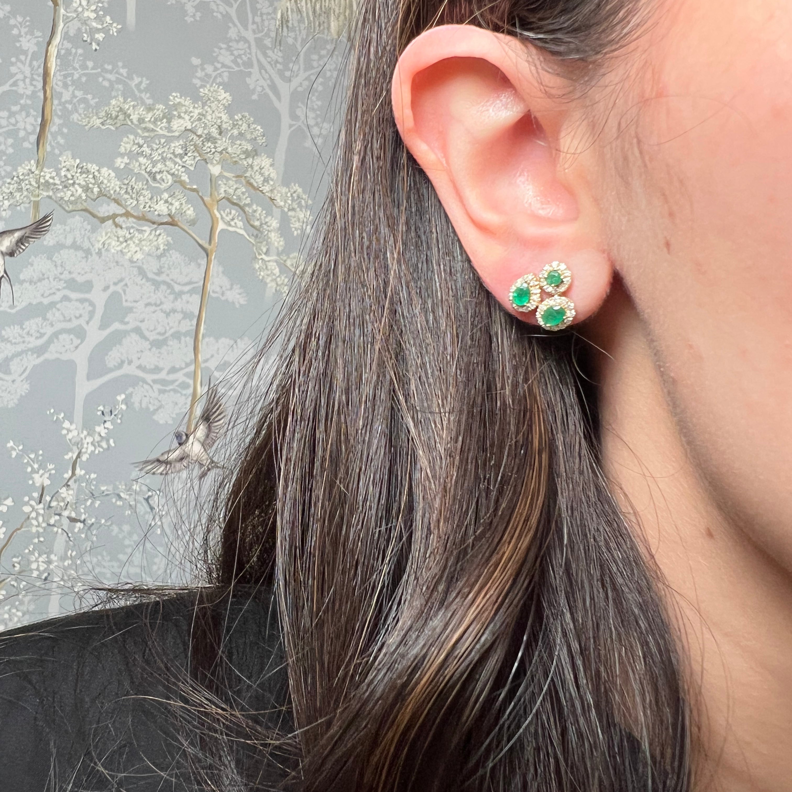 Colored Stone Cluster Studs