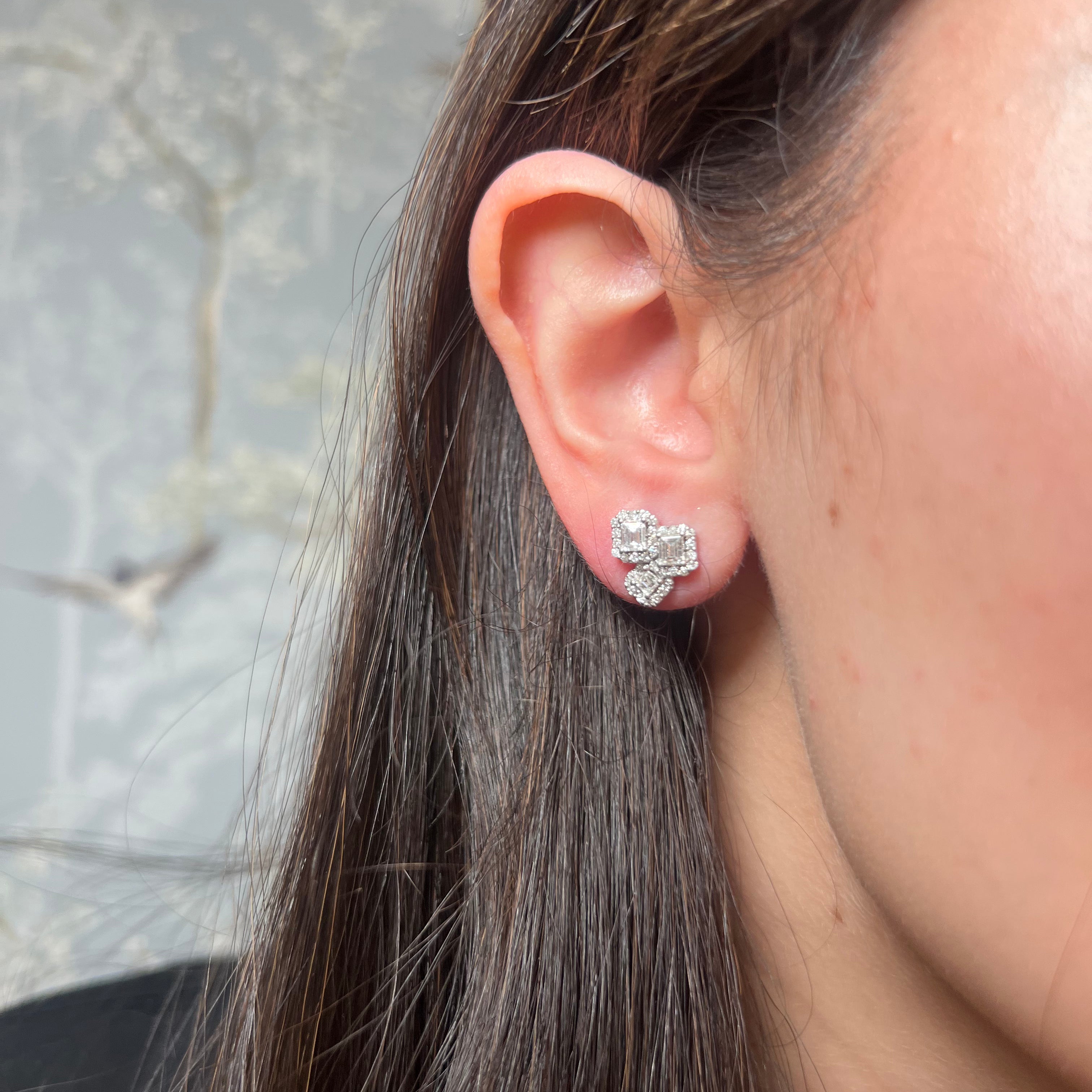 Diamond Square Cluster Studs