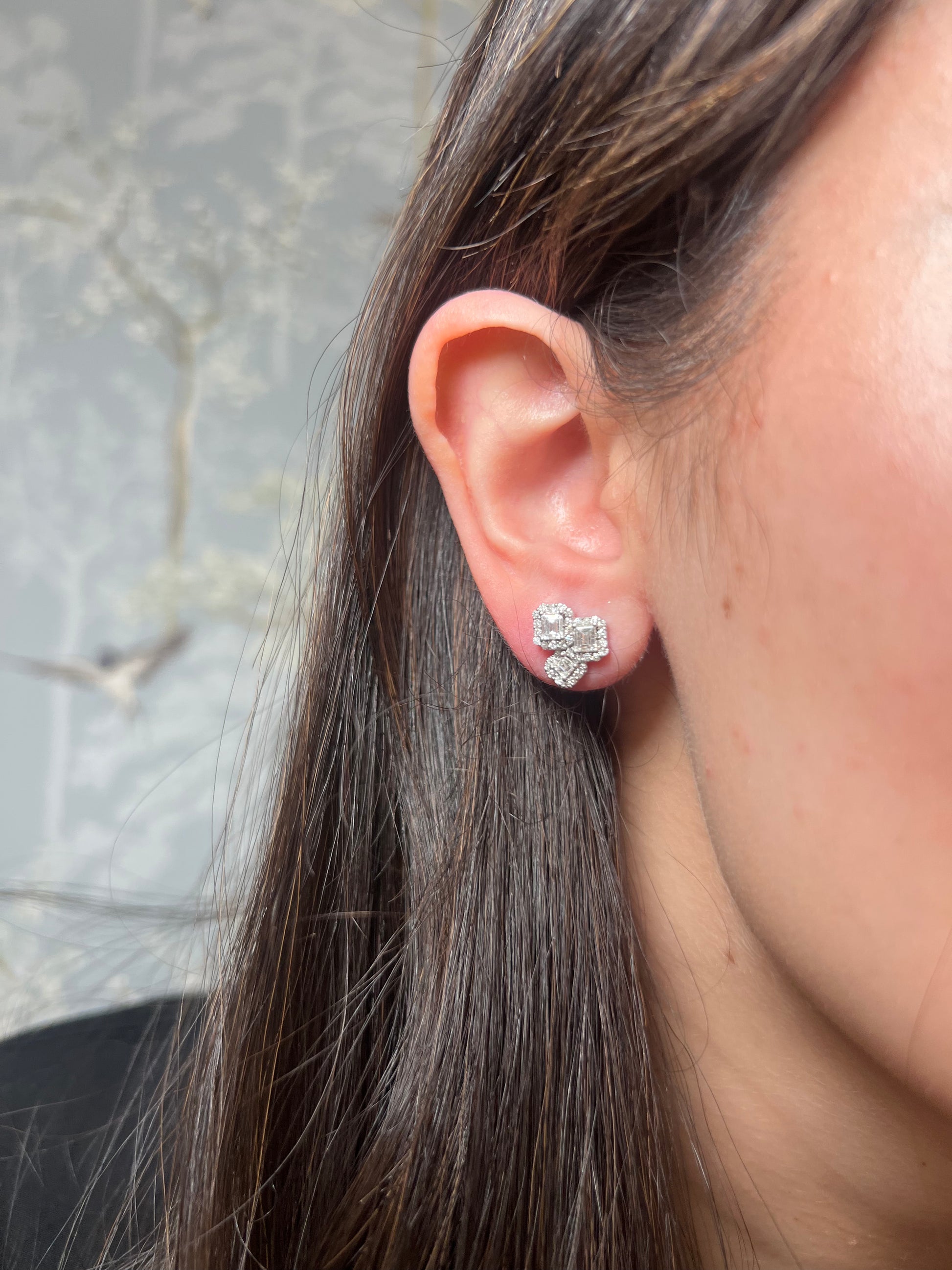 Diamond Square Cluster Studs