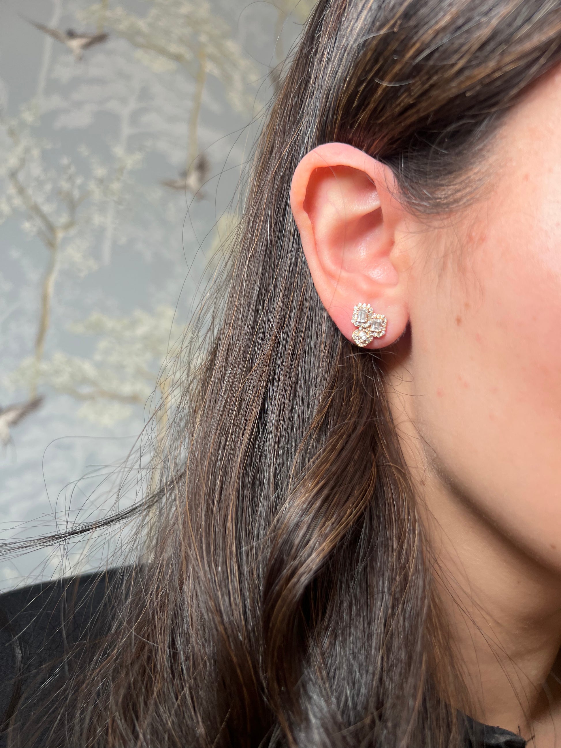 Diamond Square Cluster Studs