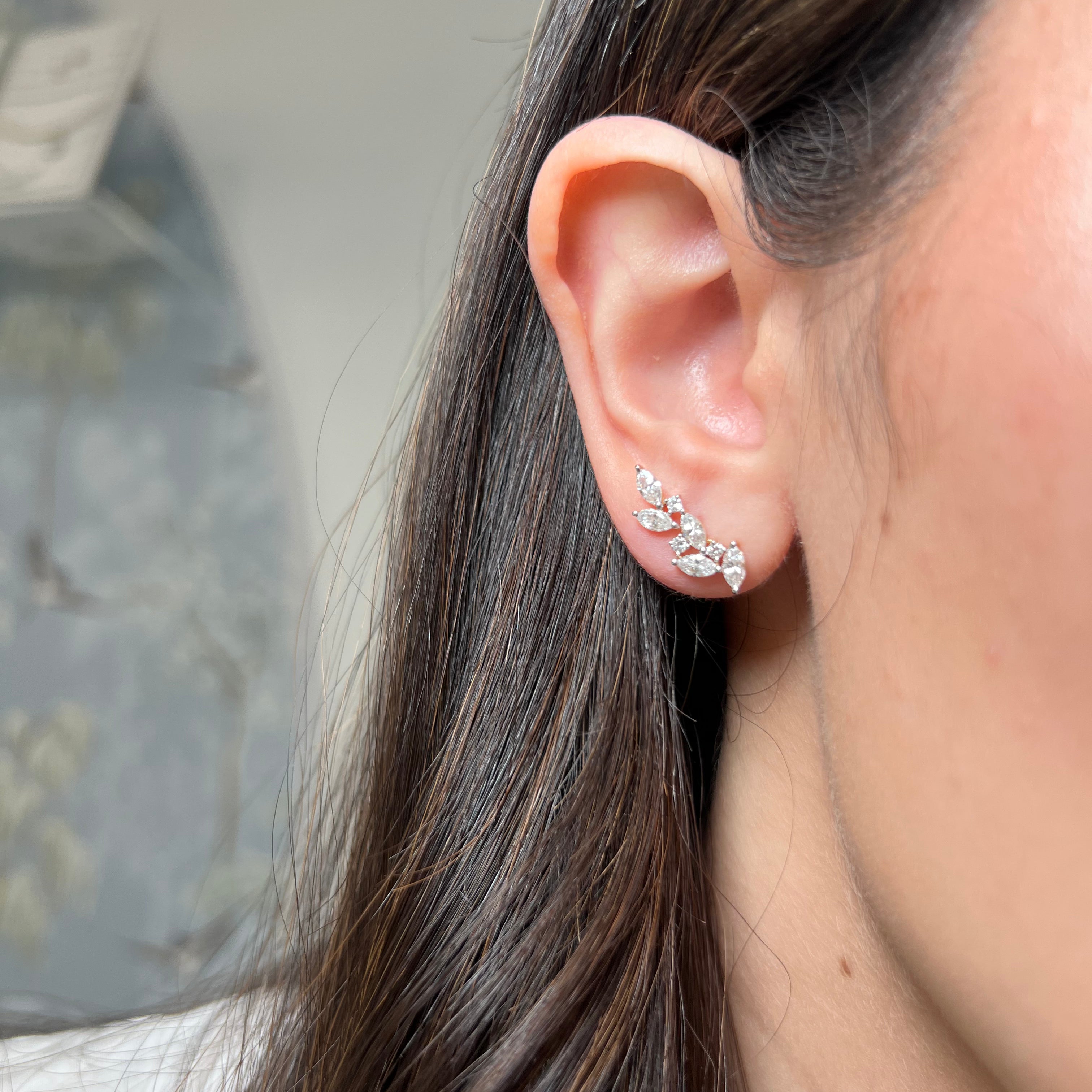 Leaf Diamond Crawler Earrings