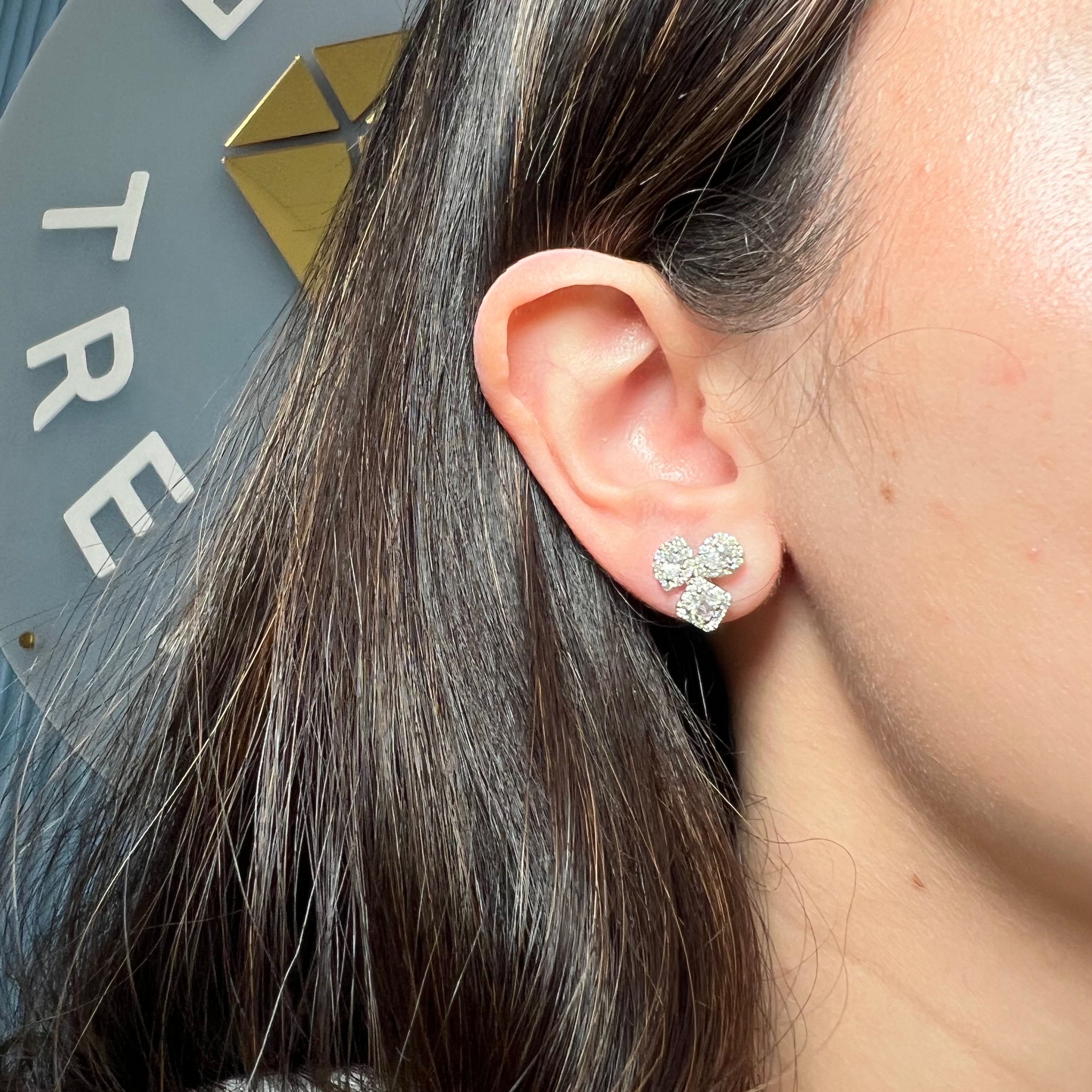 Diamond Mixed Shapes Cluster Stud