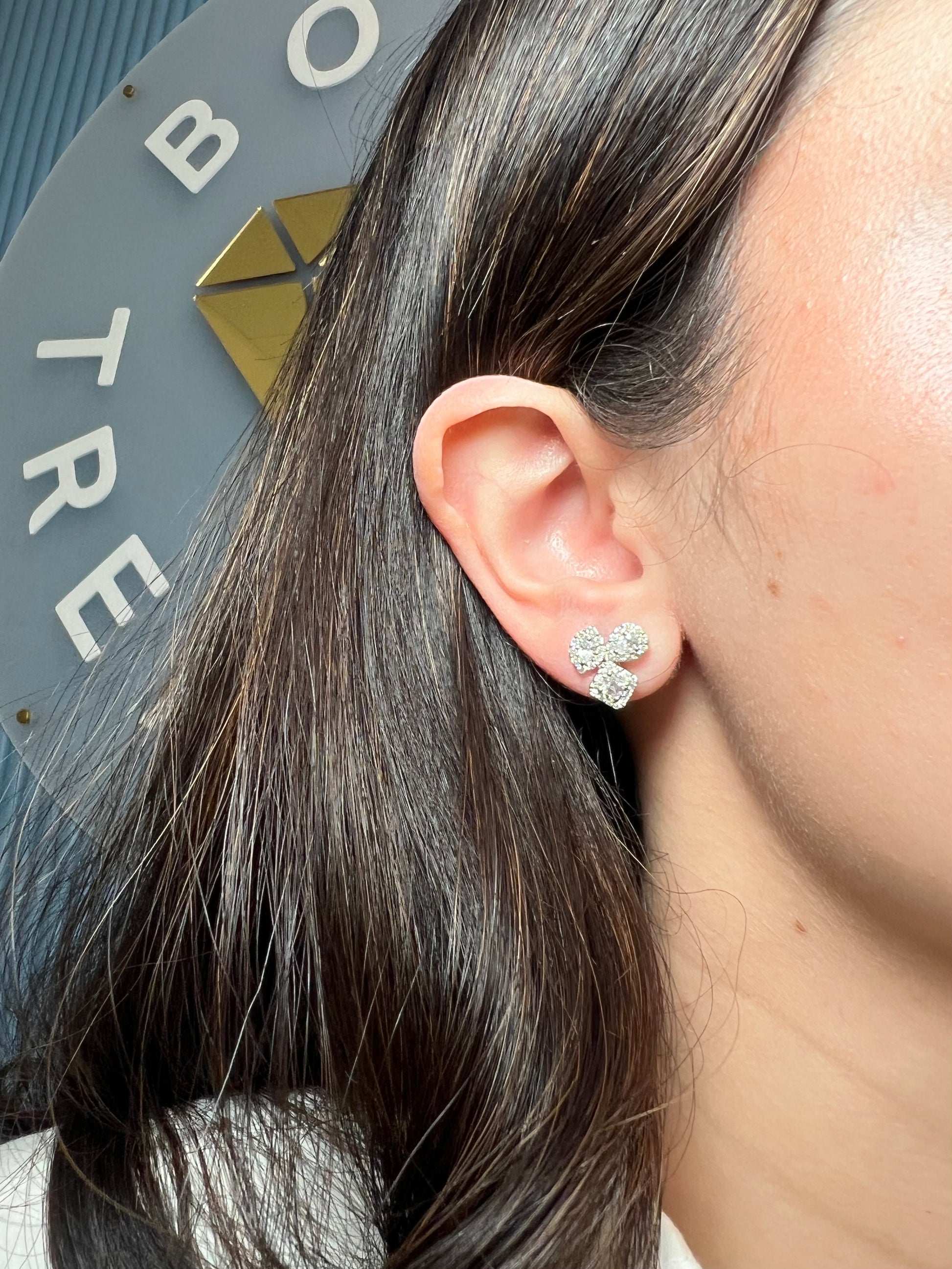 Diamond Mixed Shapes Cluster Stud
