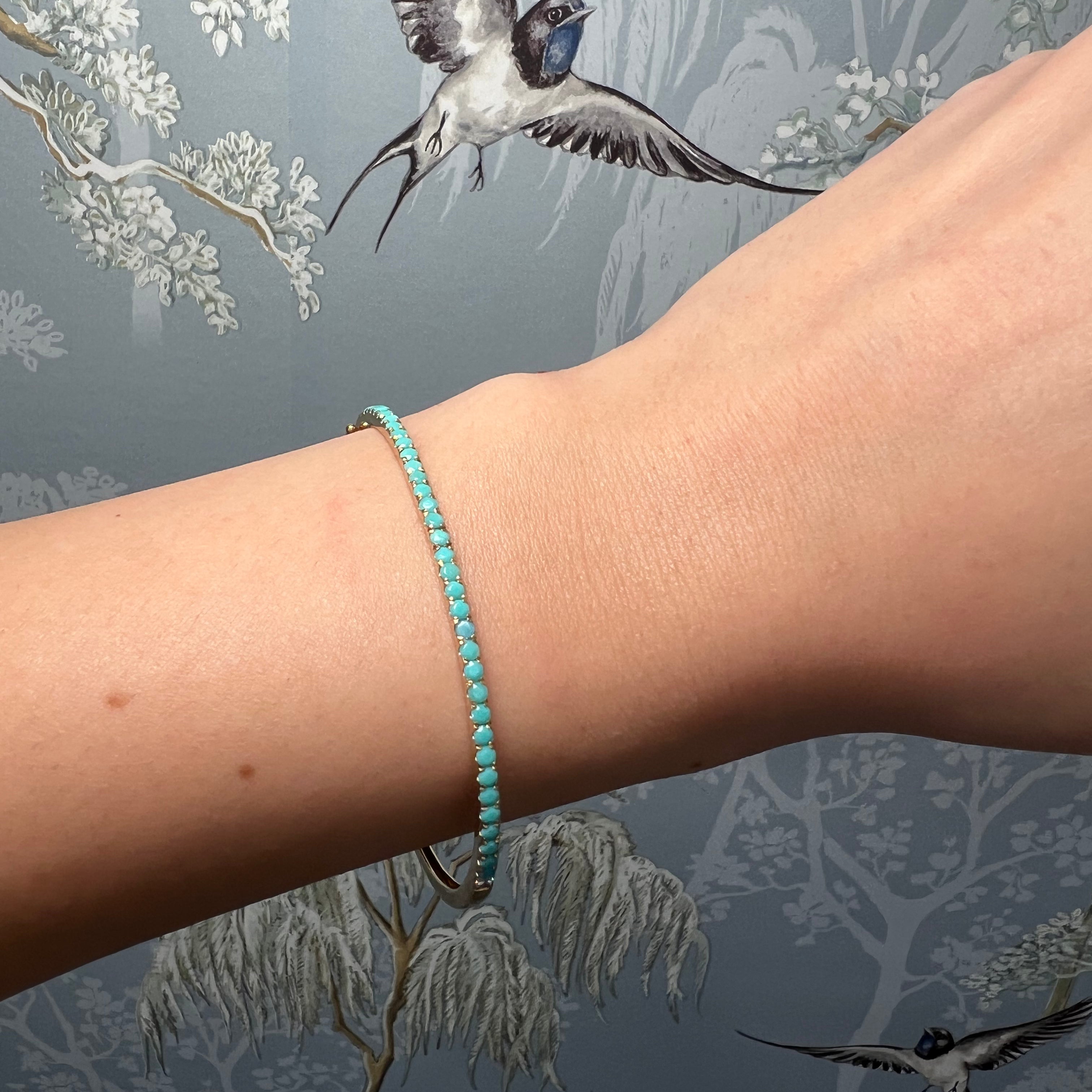 Turquoise and Yellow Gold Bangle